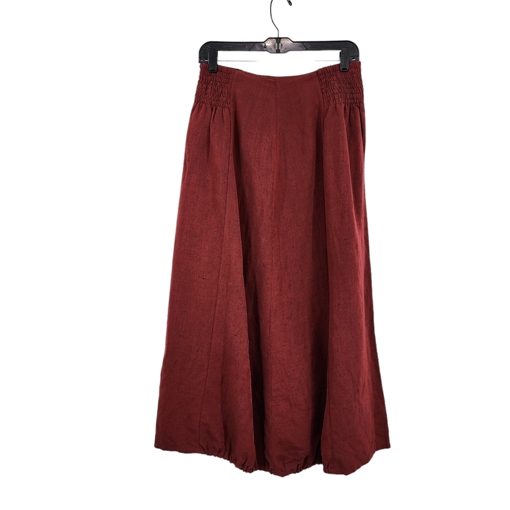 Lilith Women's Vintage Linen Rayon Blend Flare Maxi Lagenlook Skirt - M
